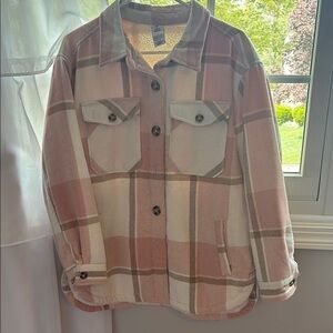 Cream and Pink Shirt Jacket for Versatile Style